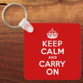 Rood houden kalm en doorgaan sleutelhanger (Voorkant)