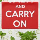 Rood houden kalm en doorgaan theedoek (Gevouwen)