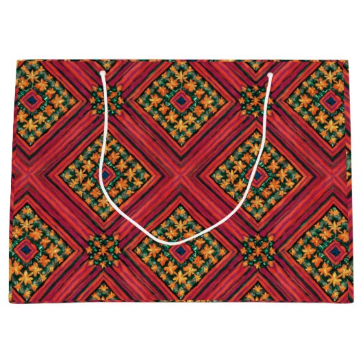Rood hout en groene feestdagen groot cadeauzakje (Voorkant)