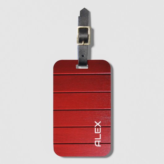 Rood hout horizontaal patroon bagagelabel (Voorkant (verticaal))