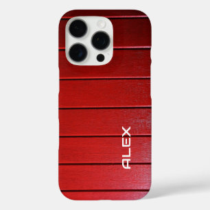 Rood hout horizontaal patroon iPhone 16 pro hoesje