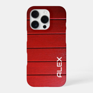 Rood hout horizontaal patroon iPhone 16 pro hoesje