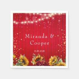 Rood Hout Rozen en Zonnebloemen Bruiloft Servet