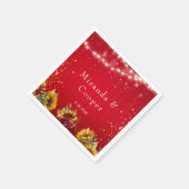 Rood Hout Rozen en Zonnebloemen Bruiloft Servet (Hoek)