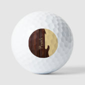 Rood Hout & Tan Bruin Kleur Blok Naam Gitaar Golfballen (Voorkant)