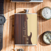 Rood Hout & Tan Bruin Kleur Blok Naam Gitaar Heupfles