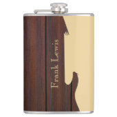 Rood Hout & Tan Bruin Kleur Blok Naam Gitaar Heupfles (Voorkant)