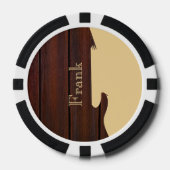 Rood Hout & Tan Bruin Kleur Blok Naam Gitaar Poker Chips (Voorkant)