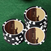 Rood Hout & Tan Bruin Kleur Blok Naam Gitaar Poker Chips