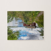 Rood houten huisje in Zweden Legpuzzel (Horizontaal)