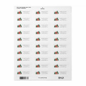 Rood Huis Kerstboom Retouradreslabel Etiket (Full Sheet)