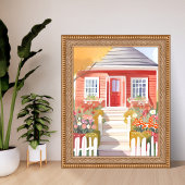 Rood Huis | Mooie Aquarel Schildering Poster