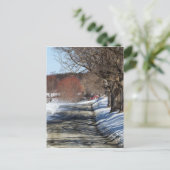 Rood huis op landweg briefkaart (Staand voorkant)