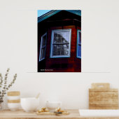 Rood huis raam poster (Keuken)