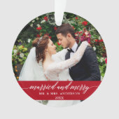 Rood huwelijkshuwelijk en prettig huwelijk ornament (voorkant)