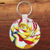 Rood hybride theeblaadje Roos Sleutelhanger (Voorkant)