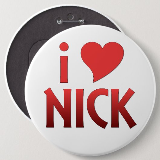 Rood | I Heart Nick Extra Large Button (Voorkant /achterkant)