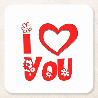 Rood I Love You Minimalistisch Hart Papieren Onder Kartonnen Onderzetters