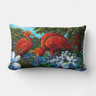 Rood Ibis Origineel schilderij 13" x 21" Sierkusse Kussen
