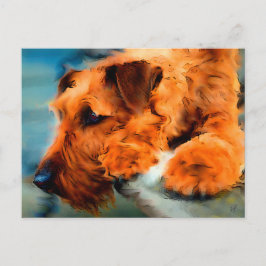 Rood Iers Terriër Hond Artsy Huisdier Portret Briefkaart