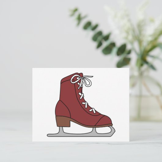 Rood ijs Schaats Uitnodiging Briefkaart (Staand voorkant)