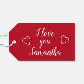 Rood Ik hou van je persoonlijke naam Cadeaulabel (Achterkant Horizontaal)