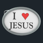 Rood Ik hou van JEZUS Gesp<br><div class="desc">Druk uw onwrikbare liefde voor Jezus uit met ons oprechte ontwerp. In plaats van woorden staat een levendig rood hart in het midden, als symbool van de diepte van je toewijding. 'Ik ❤️ Jezus' spreekt boekdelen in zijn eenvoud en herinnert ons aan de liefde die ons allen verenigt. Draag dit...</div>