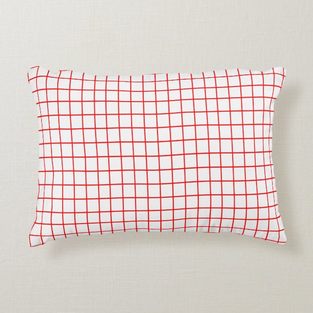 Rood in blik Gingham Stripe Pset Thin Line Accent Kussen (Voorkant)