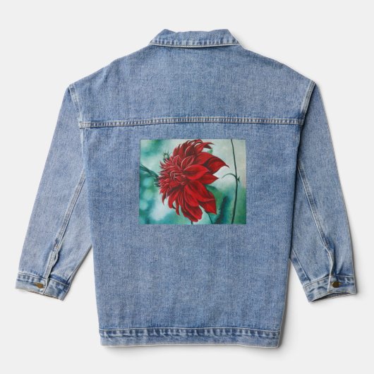 Rood in drijfmest denim jacket (Achterkant)