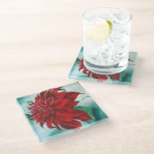 Rood in drijfmest glazen onderzetter (Schuin)