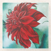 Rood in drijfmest glazen onderzetter (Voorkant)