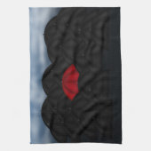 Rood in een zwart Zee paraplu's Theedoek (Verticaal)