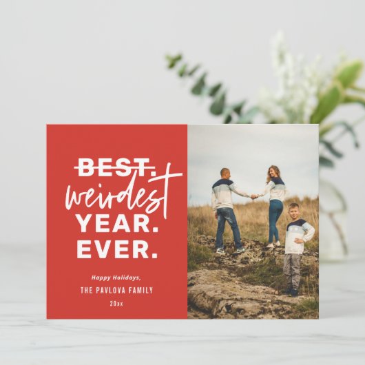 Rood in het rijkste jaar ooit Humor Feestdagenkaart (Staand voorkant)