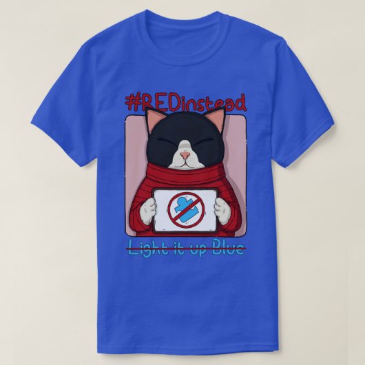 Rood in plaats daarvan licht het blauw op t-shirt (Design voorkant)