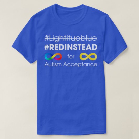 Rood in plaats van Autisme Acceptatie1 T-shirt (Design voorkant)