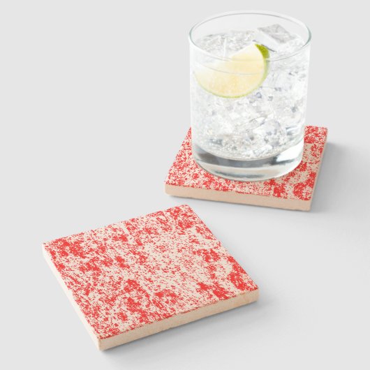 Rood in wit gemarmerd vierkant Onderzetter (Zijkant)