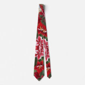 Rood in witte kerst Amaryllis in pine Stropdas (Voorkant)