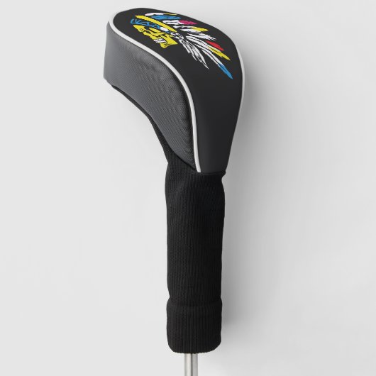 rood indiaan golfheadcover (Schuin)
