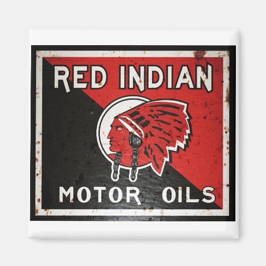 Rood Indiaas Motorolie teken geroest vers. Magneet (Voorkant)