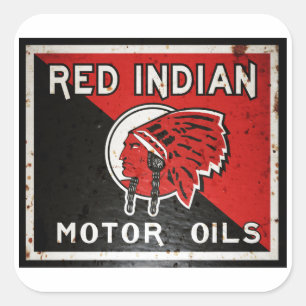 Rood Indiaas Motorolie teken geroest vers. Vierkante Sticker