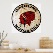 Rood Indische Gasoline  bord verstopte vaten. Poster (Keuken)