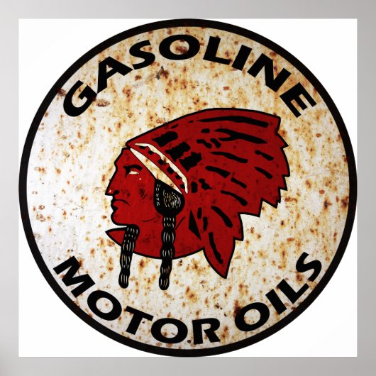 Rood Indische Gasoline  bord verstopte vaten. Poster (Voorkant)