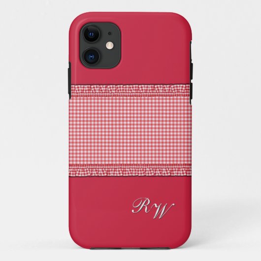 Rood ingecheckt met monogram Case-Mate iPhone case (Achterkant)