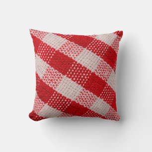 Rood ingecheckte textiel, tablecloth patroonstruct kussen