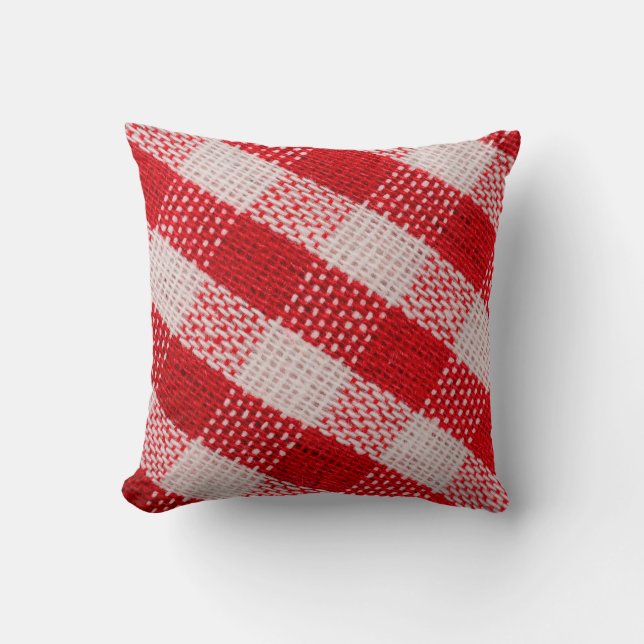 Rood ingecheckte textiel, tablecloth patroonstruct kussen (Voorkant)