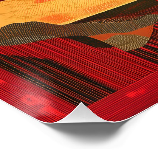 Rood ingelijste Desert Art Grid – Bold Geometric Perfect Poster (Hoek)