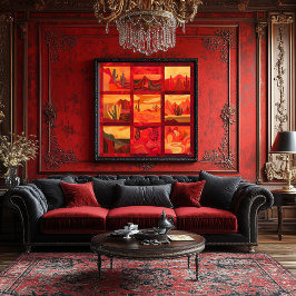 Rood ingelijste Desert Art Grid – Bold Geometric Perfect Poster