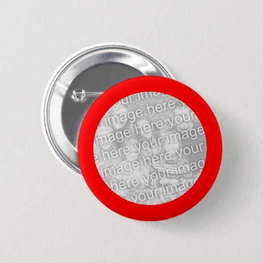 Rood ingelijste ronde foto Button (Voorkant /achterkant)