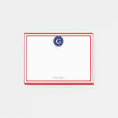 Rood ingelijste Ronde Marine 1I Monogram Post-it® Notes (Voorkant)