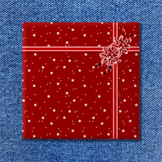 Rood Ingepakt Geschenk Vierkante Button 5,1 Cm
